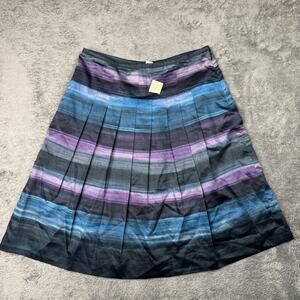 Ann Taylor LOFT Petites Skirt NEW 2P Ombre Pleated Purple Striped Pull On 26"